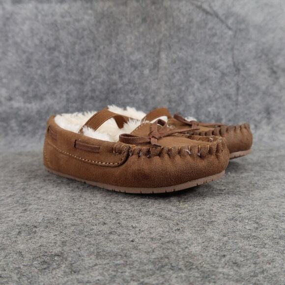 Cat & Jack Shoes Kids 9 Moccasin Slipper Mary Jane Celina Brown Faux Fur Slip On - Picture 1 of 12